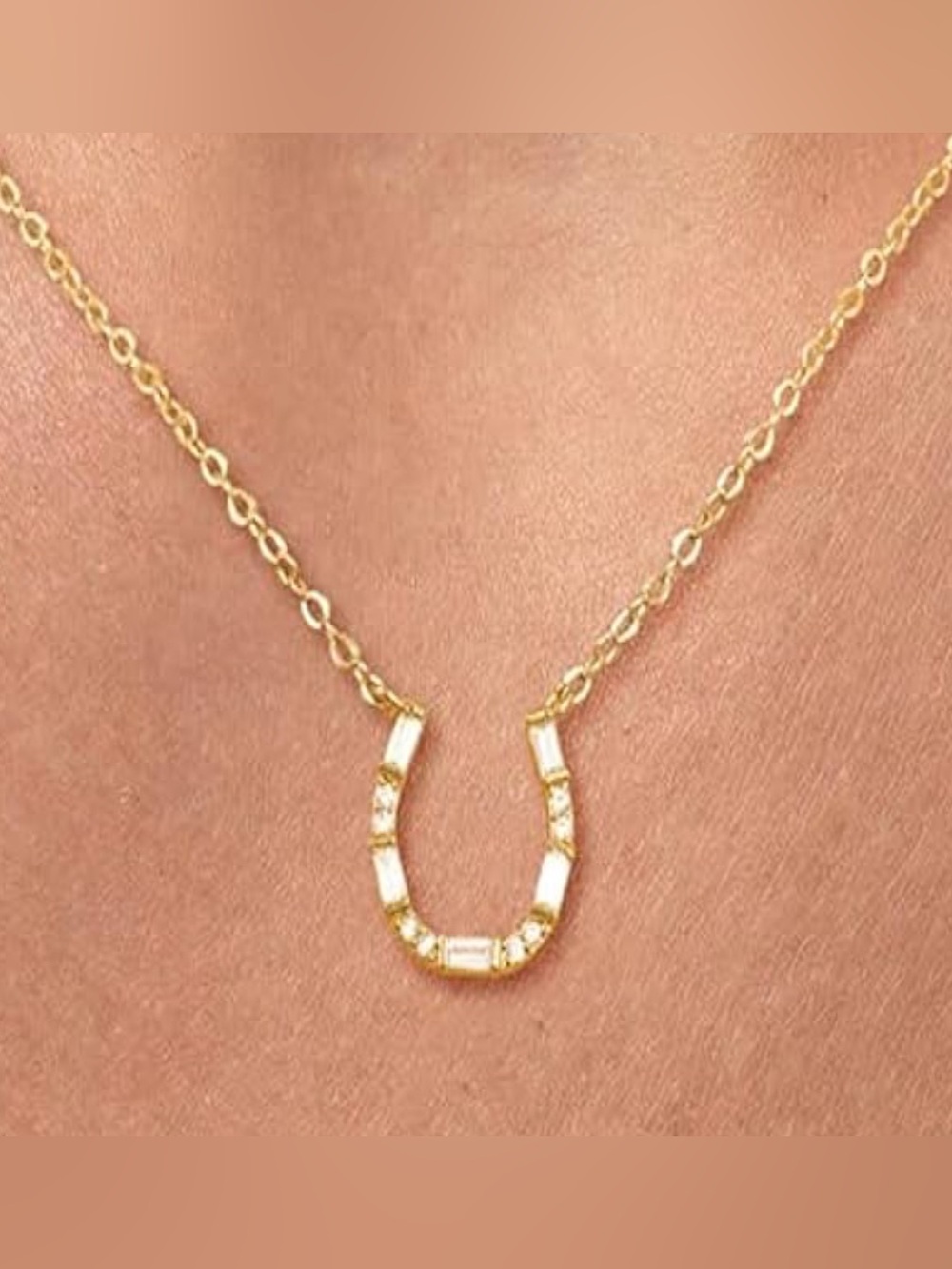 Gorgeous Nordstrom 14KT Gold dip Topaz Horseshoe  necklace